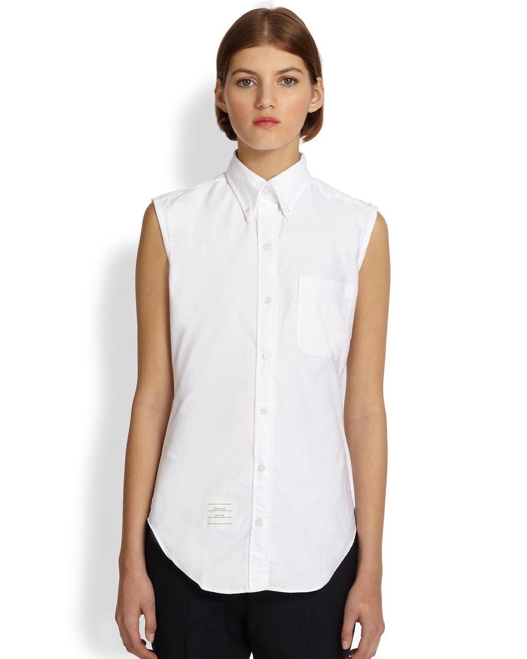 Thom Browne Sleeveless Oxford Shirt in White Lyst
