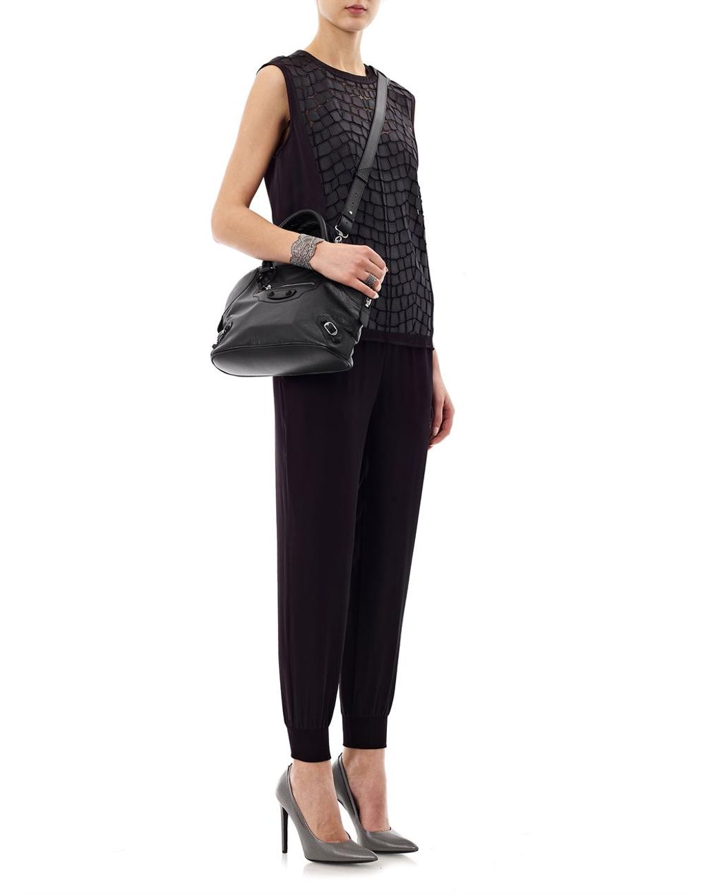 Balenciaga Classic Leather Bowling Bag in Black | Lyst