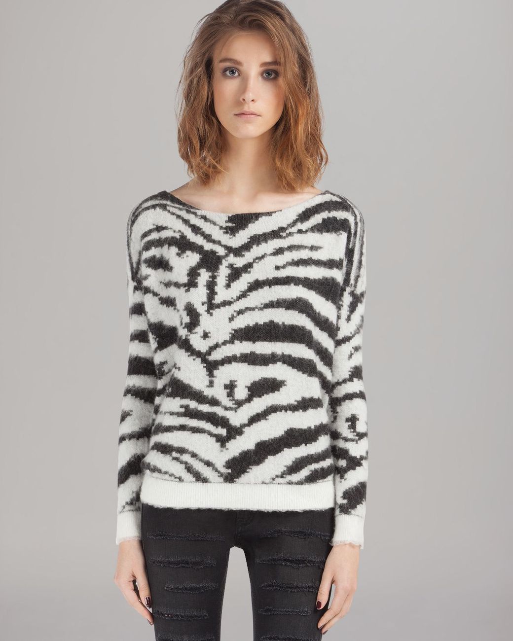carven light blue sweater zebra