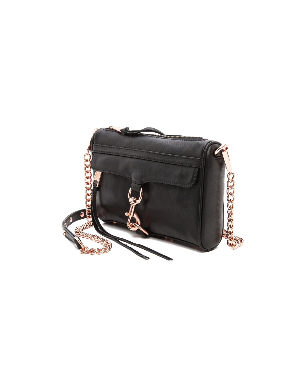 Rebecca Minkoff Mini Mac Bag With Rose Gold Hardware Black Lyst