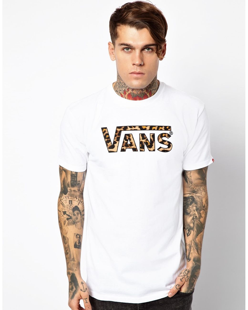 Vans Classic Leopard Logo T-shirt in White for Men | Lyst