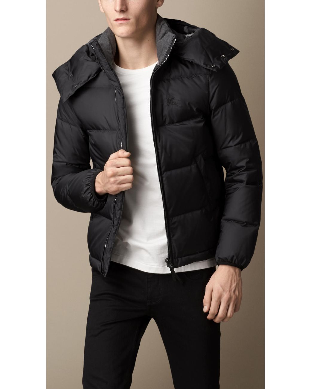 Burberry Downfilled Hooded Puffer Jacket in Black for Men Lyst UK