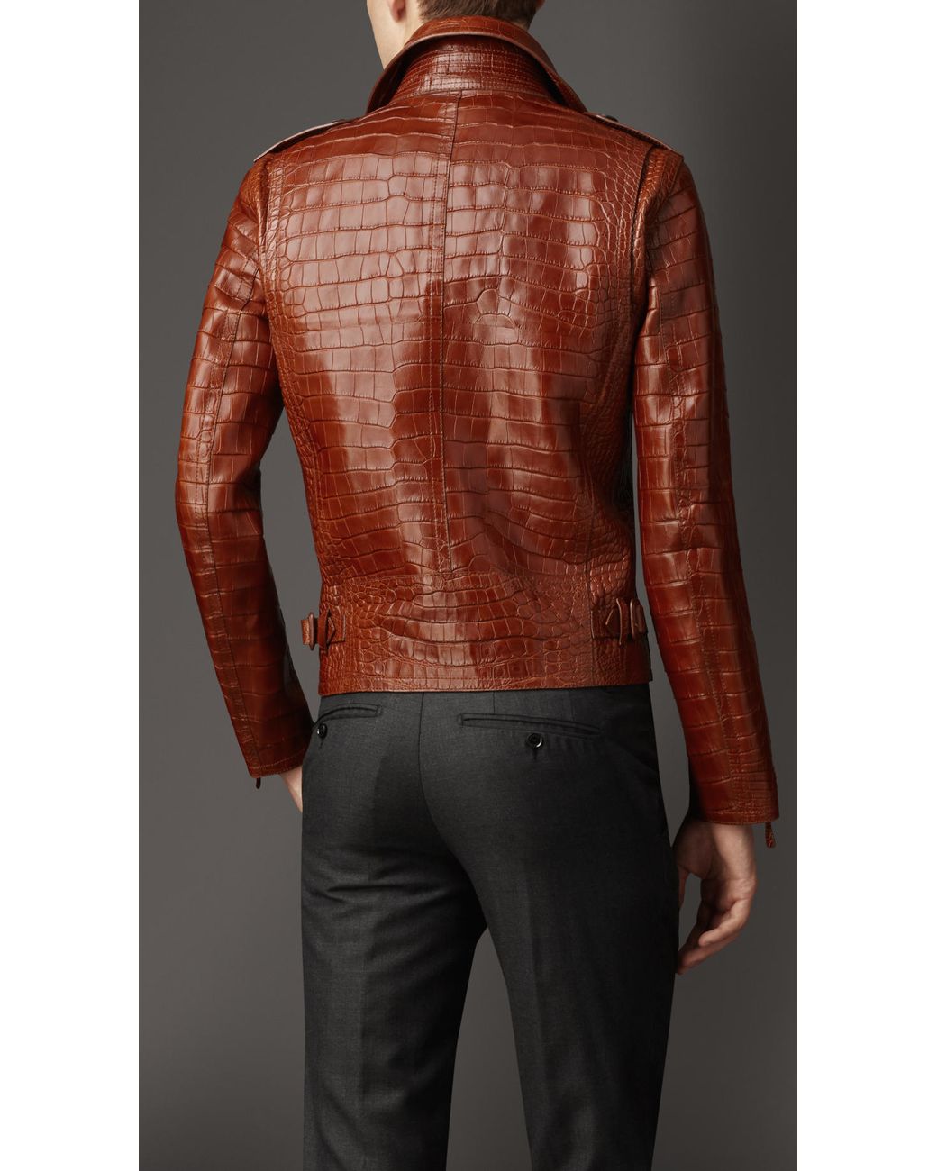 Burberry Alligator Leather Biker Jacket in Brown for Men | Lyst