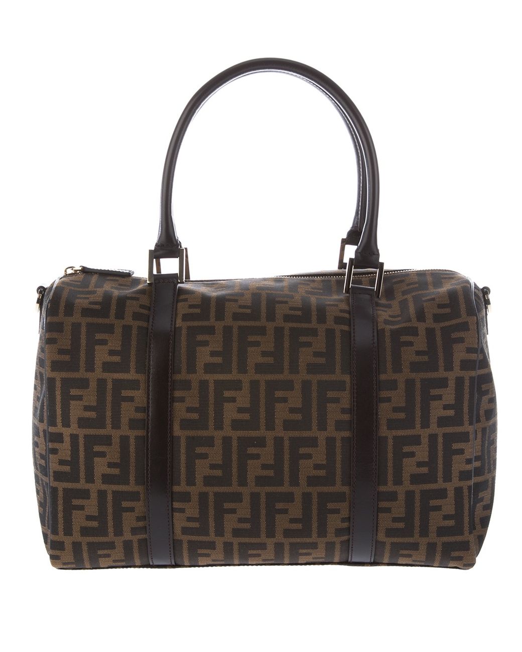 FENDI Fendi Zucca Pattern Mini Boston Bag Handbag Brown 