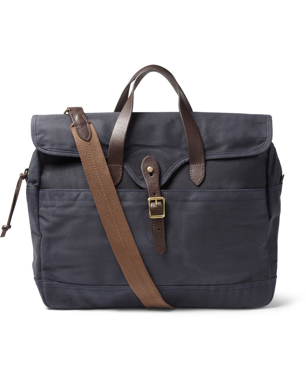 J.Crew Abingdon Waxed Cotton-Canvas And Leather Laptop Bag in Blue for ...