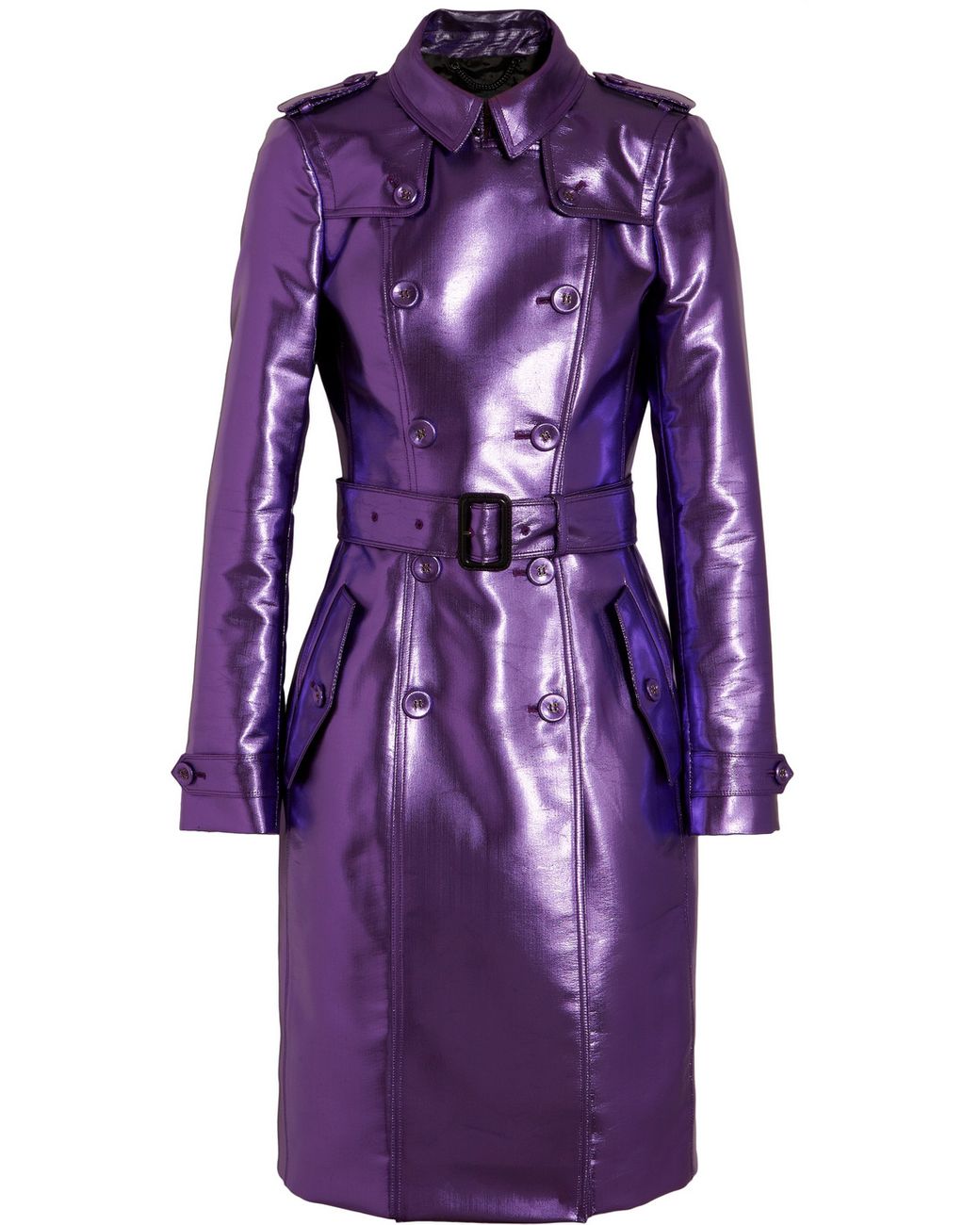Burberry Prorsum Metallic Trench Coat in Purple | Lyst