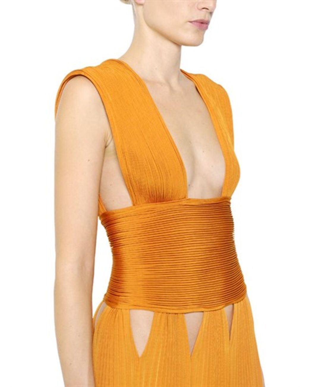 Givenchy Pleated Stretch Viscose Jersey Dress in Orange | Lyst