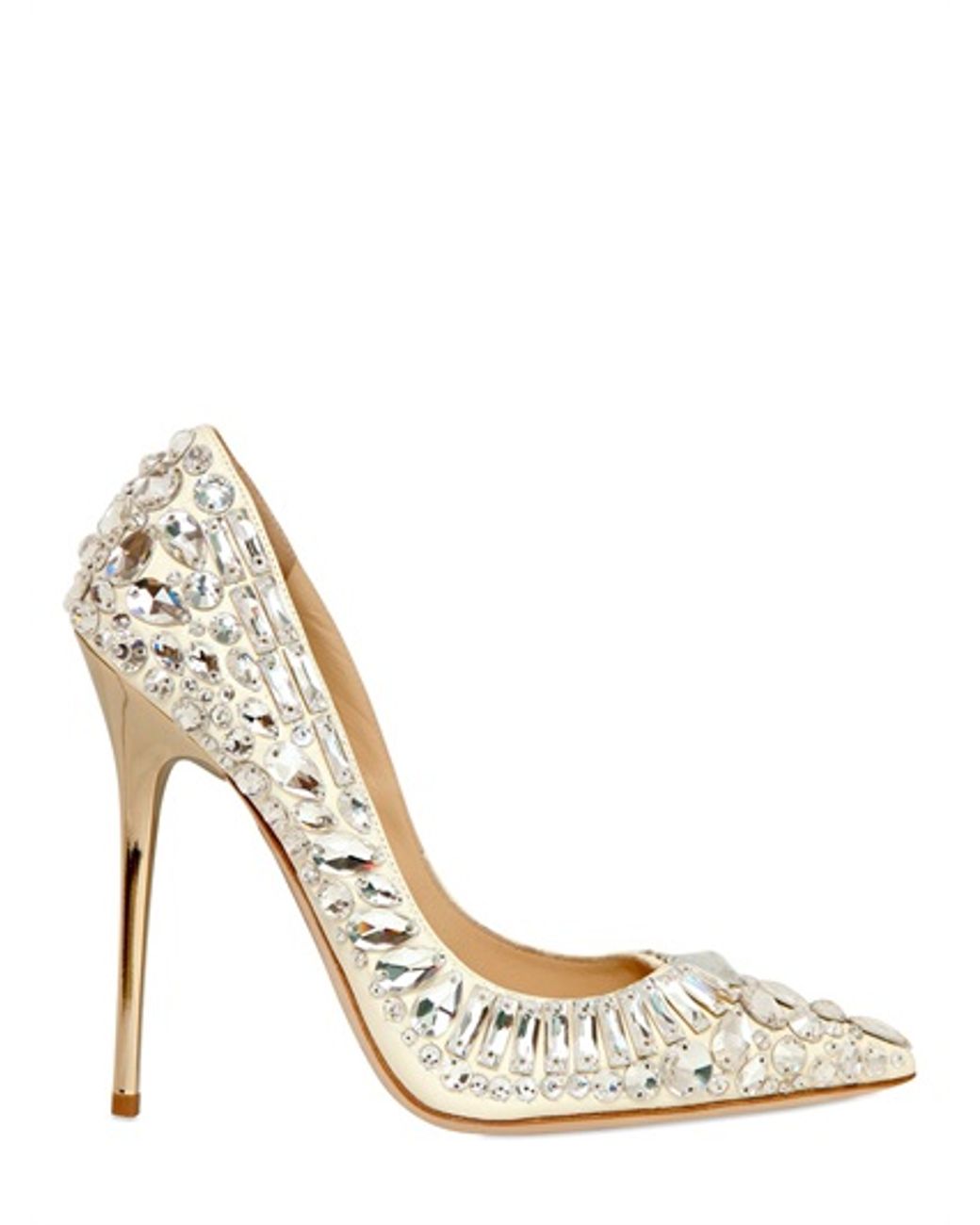 Jimmy Choo 120mm Rhinestones Tia Leather Pumps in White | Lyst