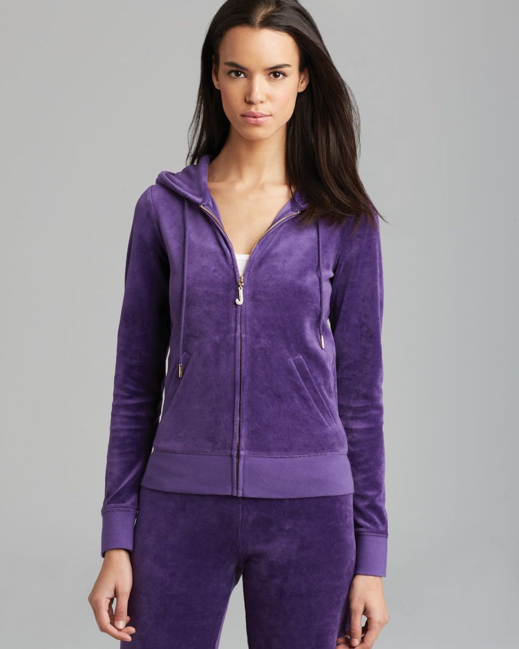 Juicy Couture Hoodie J Bling Velour in Purple | Lyst