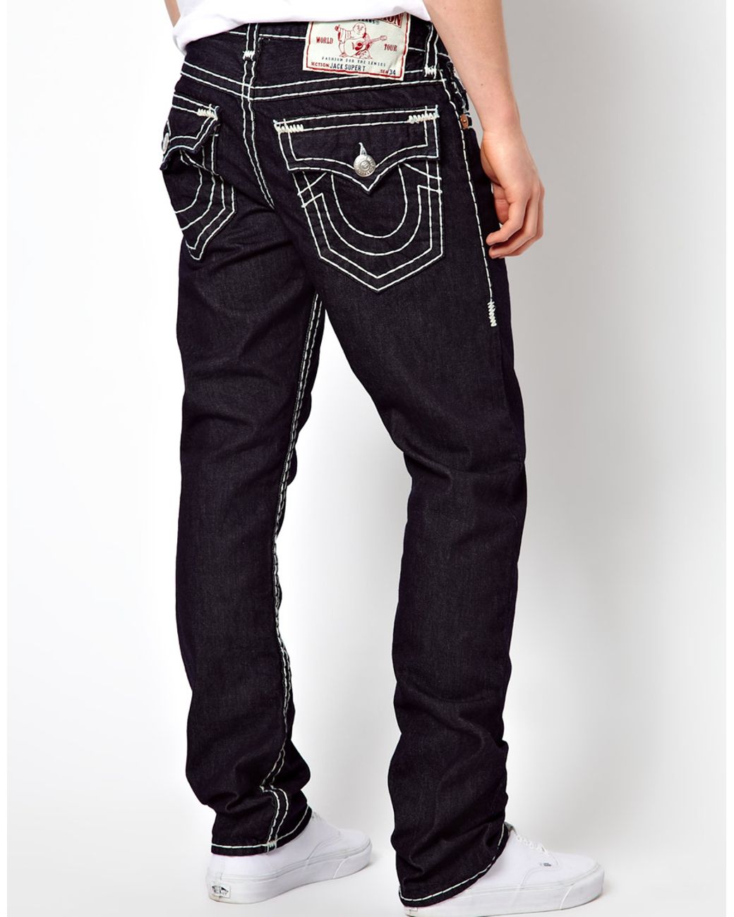 True Religion Jeans Jack Regular Tapered Fit Flap Pocket Body Rinse in Black  for Men | Lyst