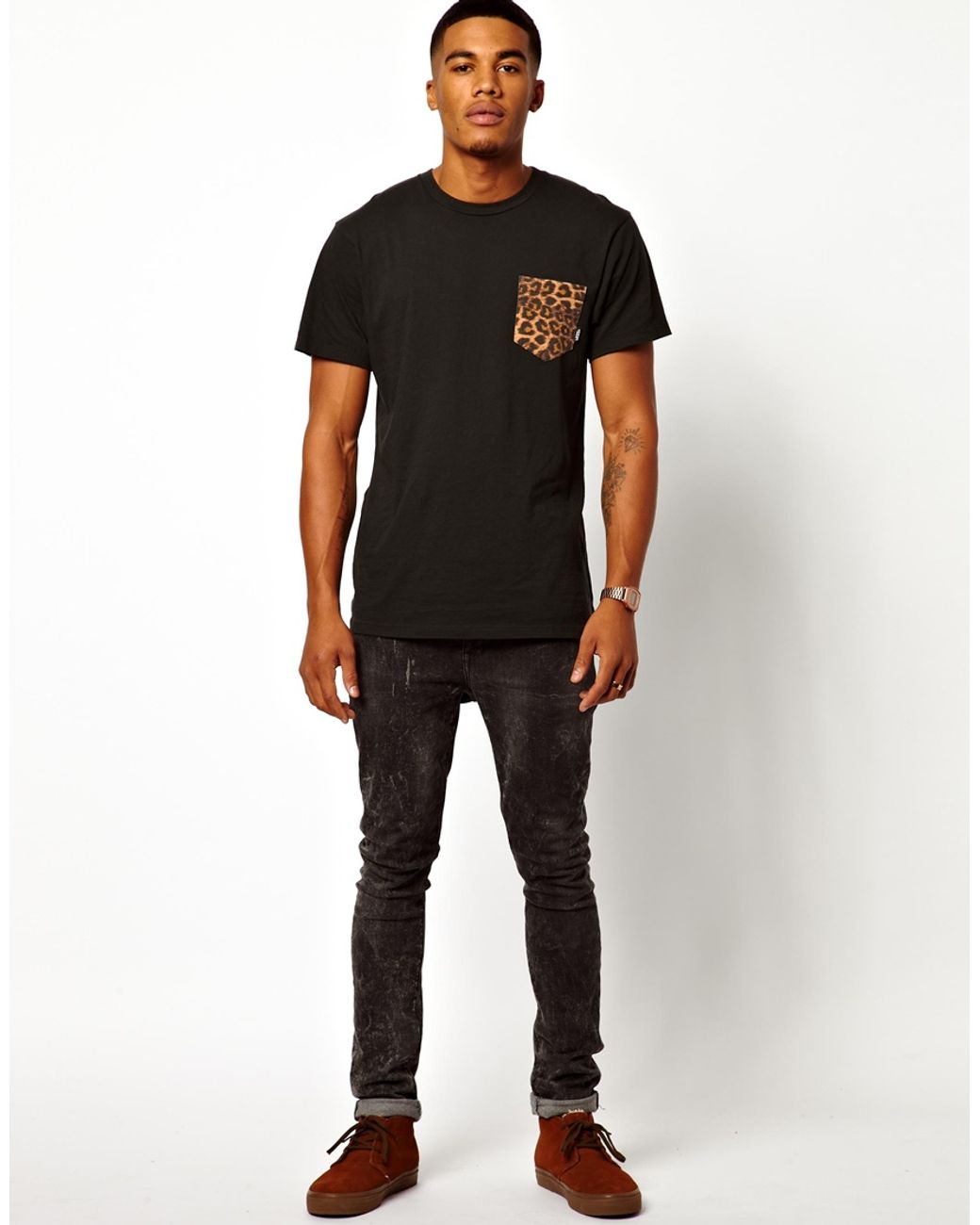 Vans Leopard Pocket Tshirt in Black for Men | Lyst