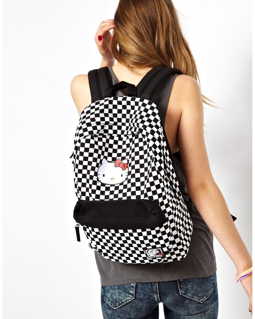 Vans Checkerboard Hello Kitty Backpack in White | Lyst