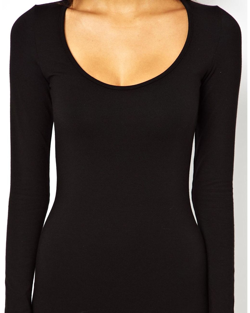 ASOS Midi Bodycon Dress with Long Sleeves in Black | Lyst