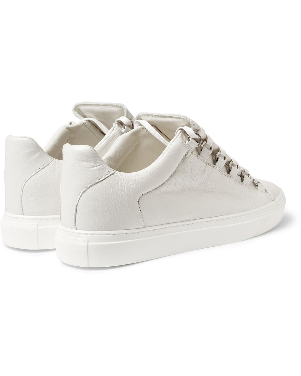 Balenciaga Arena Creased Leather Low Top Sneakers in White for Men | Lyst