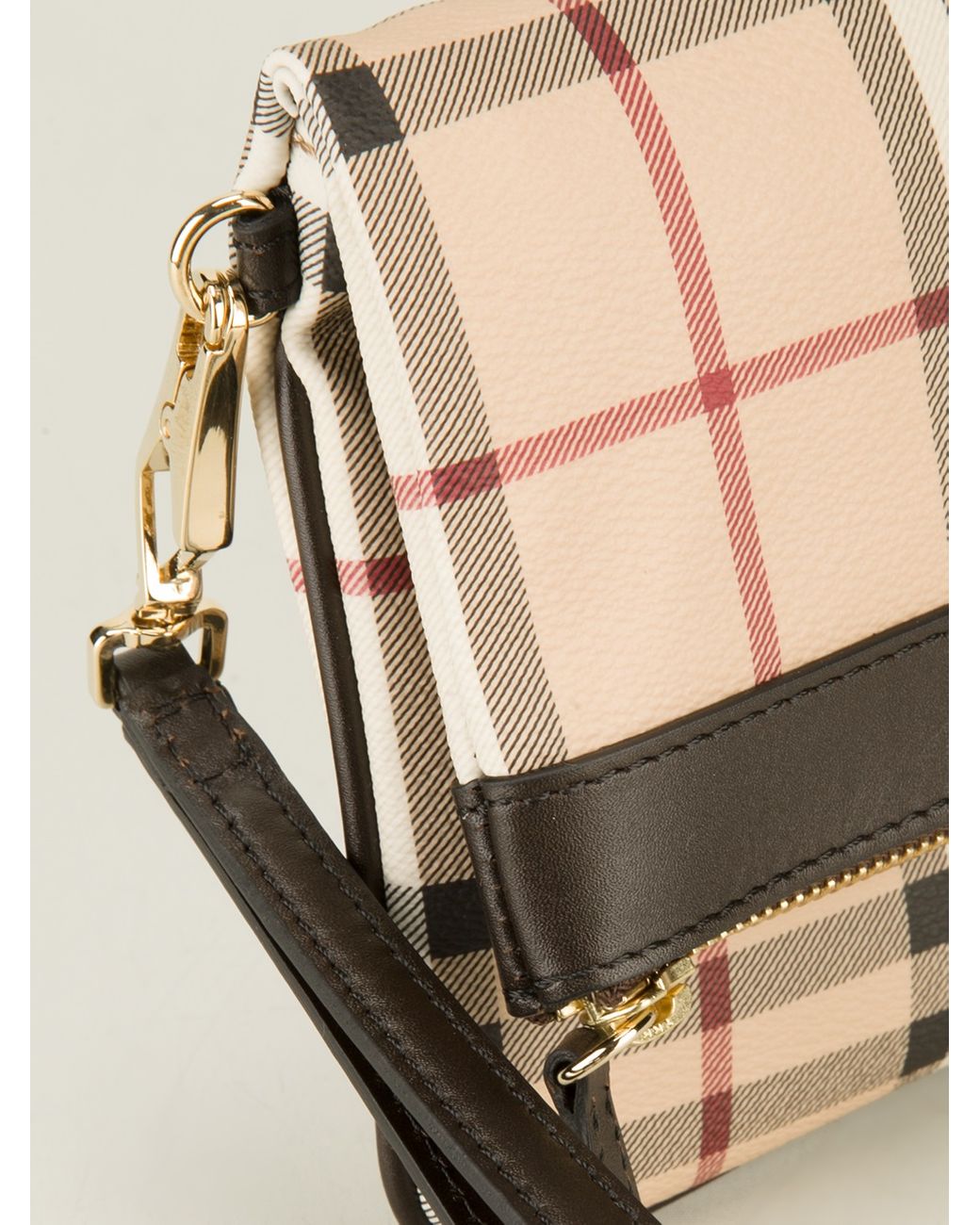 Burberry haymarket Check Folding Wristlet Clutch in Natural Lyst