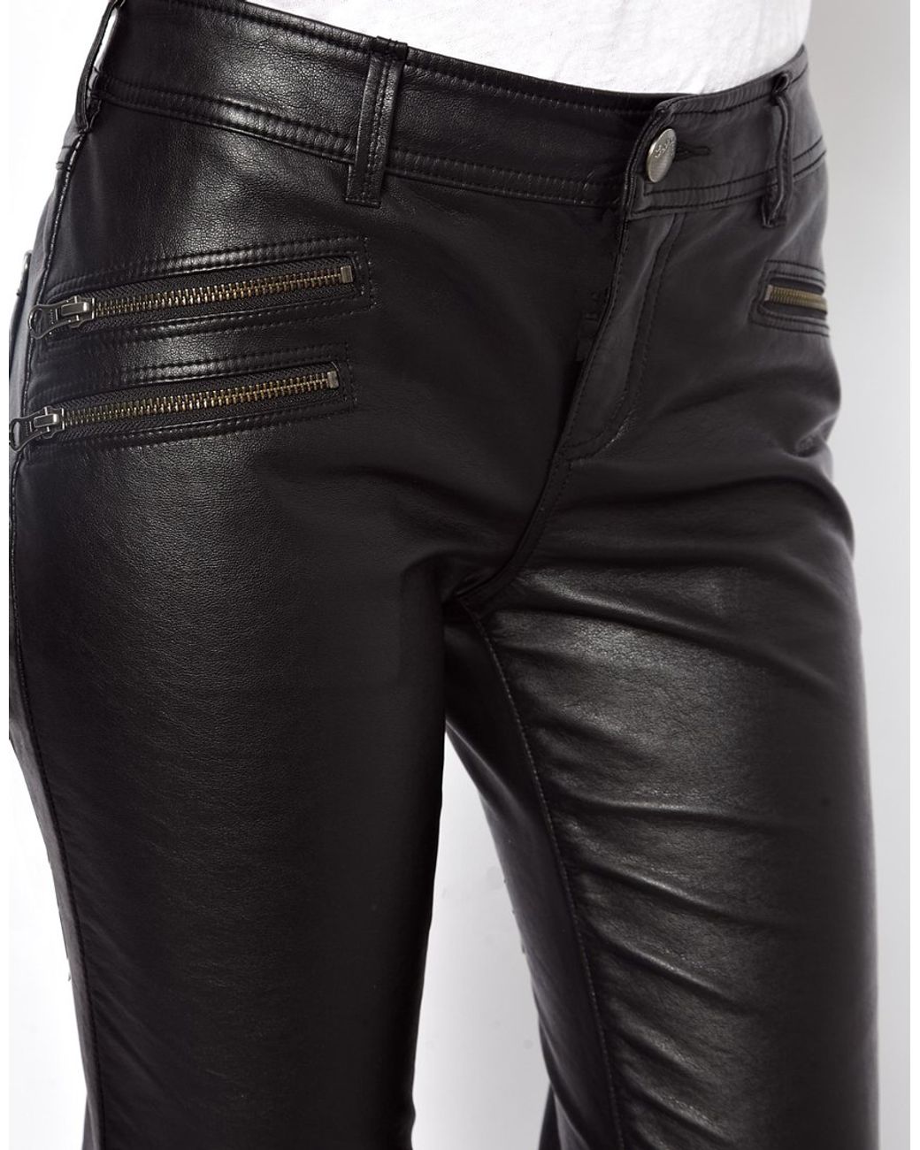 Free People Vegan Leather Pants with Zips in Black | Lyst
