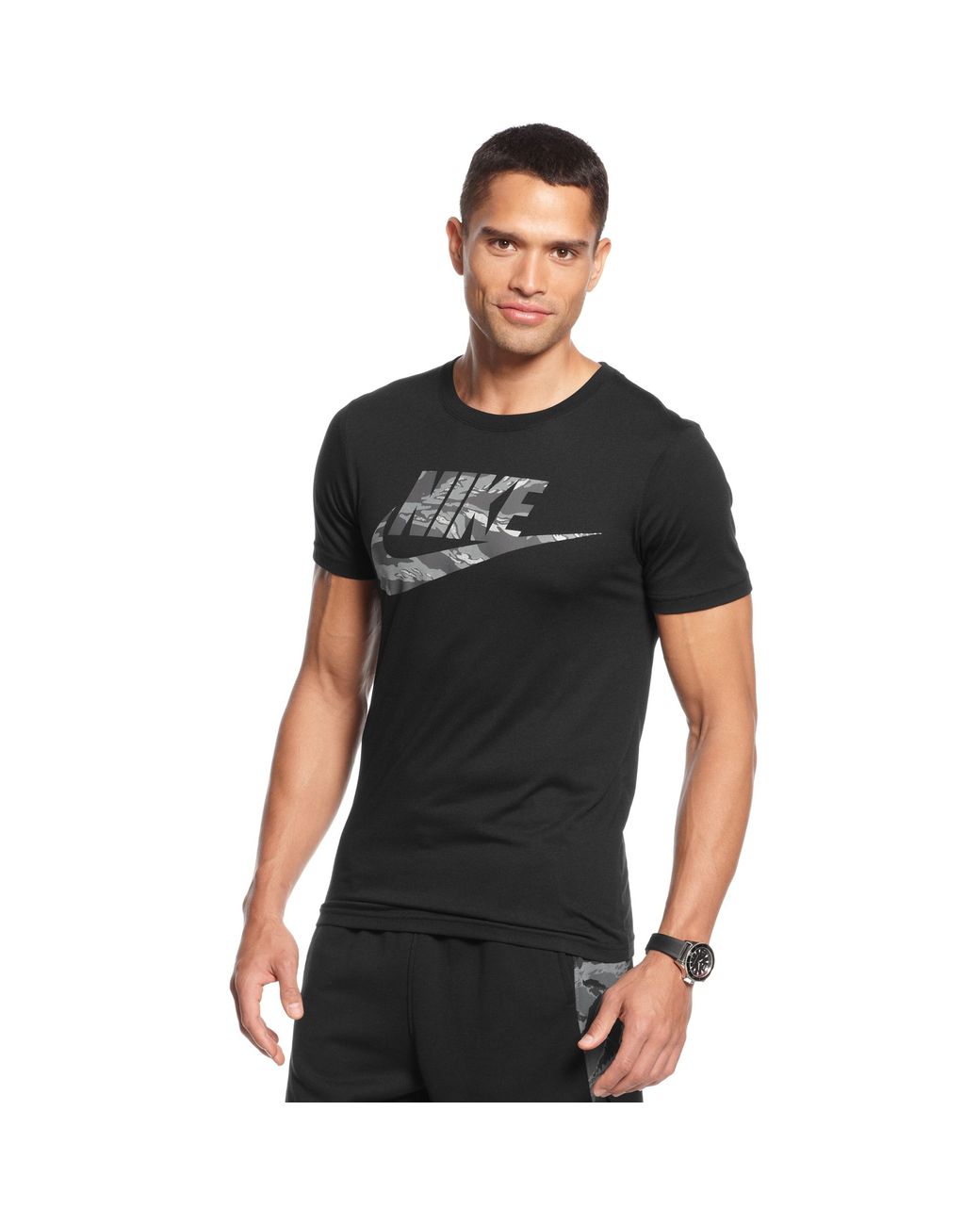 Nike Futura Elevated Camo Logo Tshirt in Black for Men | Lyst