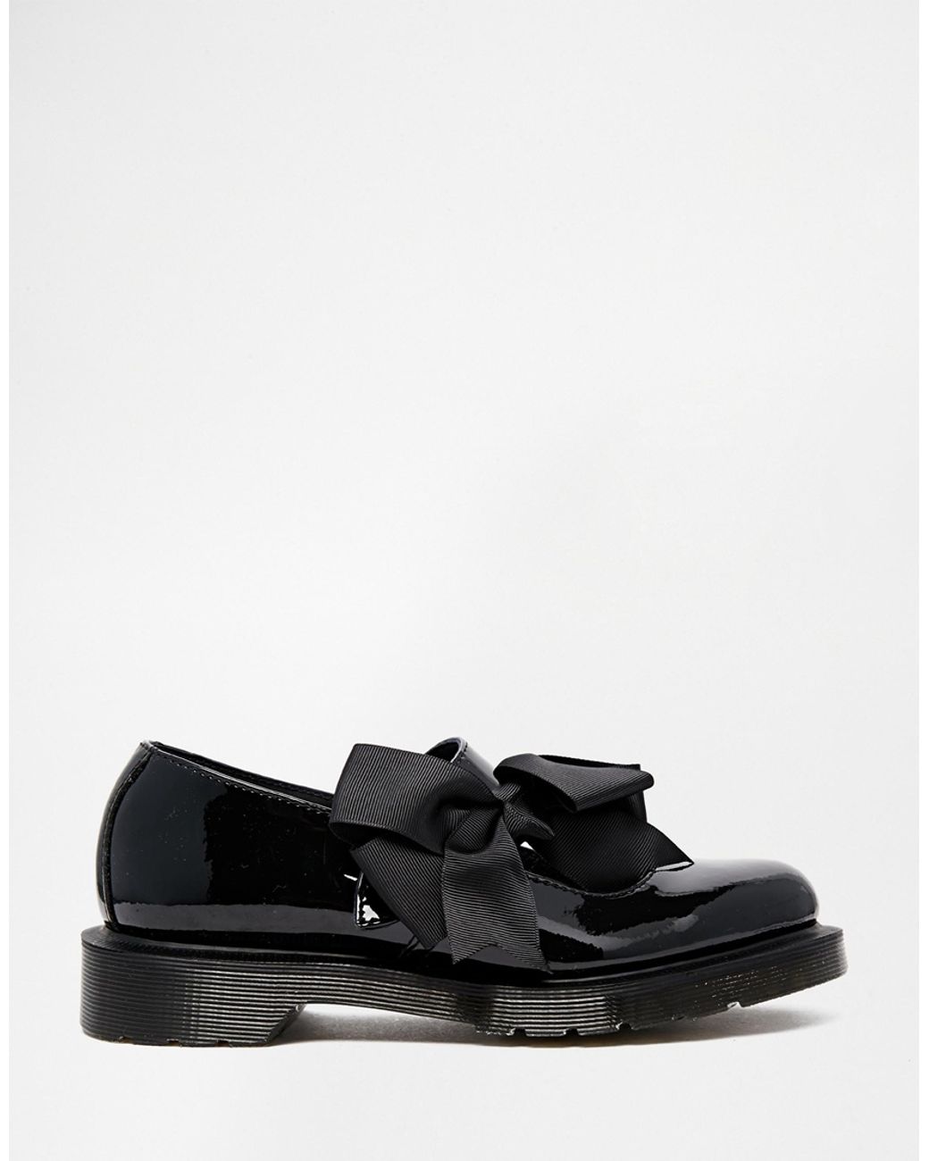 Dr. Martens Mariel Bow Mary Jane Patent Flat Shoes in Black | Lyst