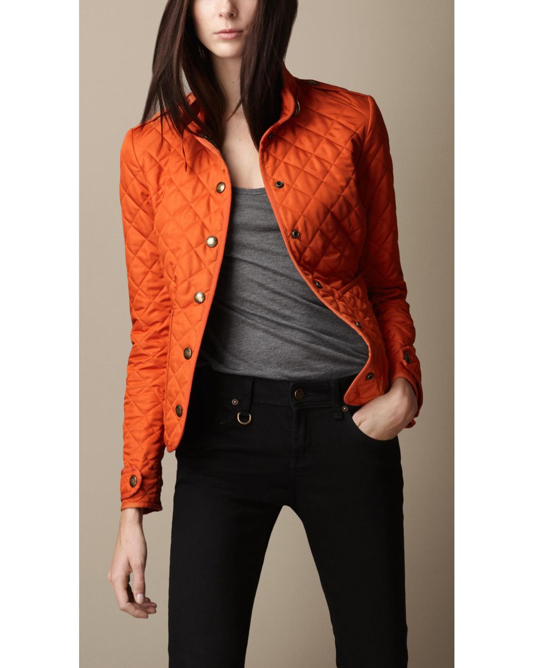 Burberry Heritage Quilted Jacket in Orange Lyst