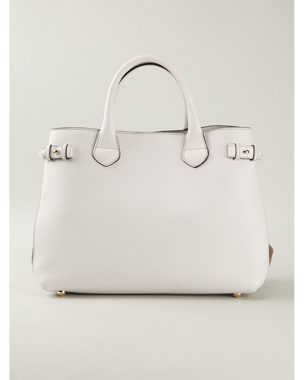 Burberry Leather Medium 'banner' Tote in White | Lyst