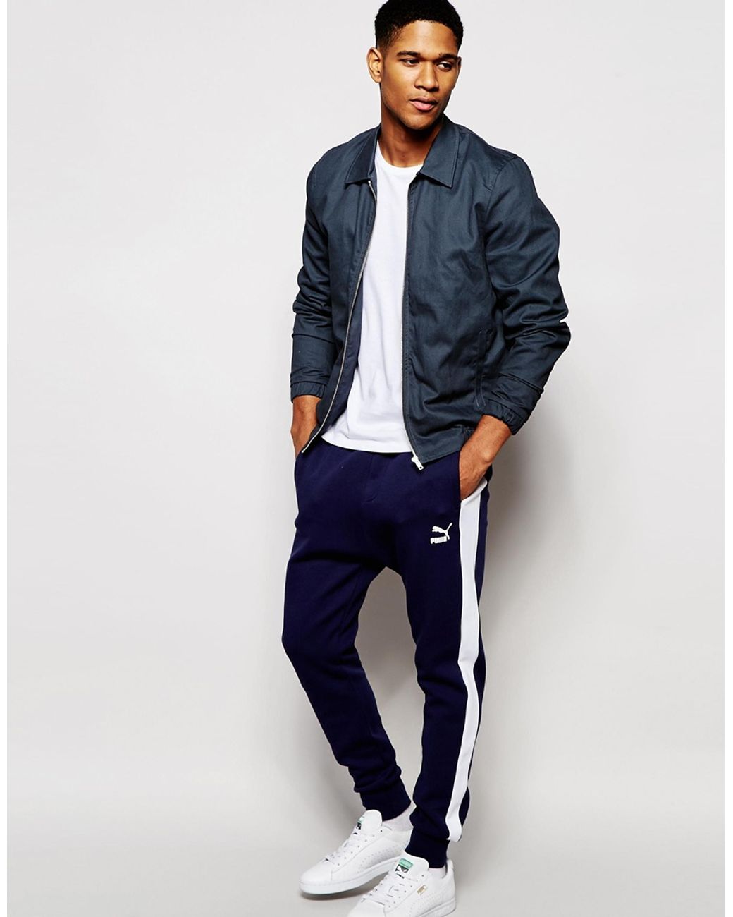PUMA Cotton T7 Track Jogger in Navy 