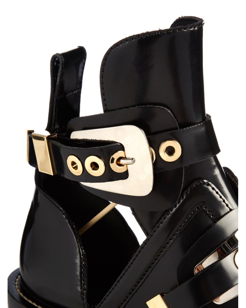 Ceinture Cut-out Leather Ankle Boots in Black | Lyst