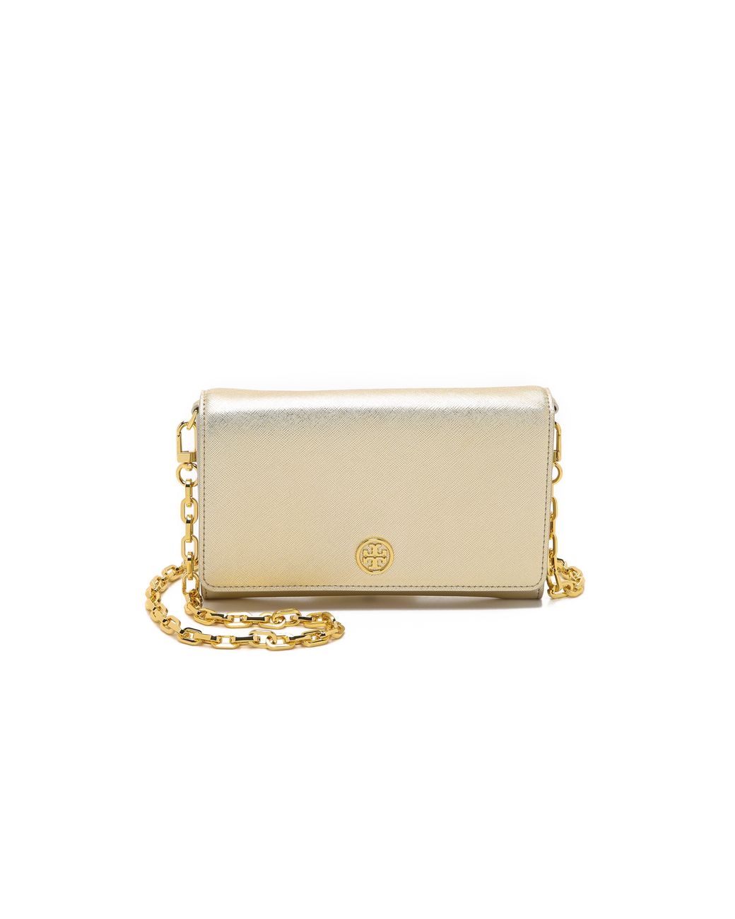 Tory Burch Robinson Metallic Chain Wallet Gold Lyst