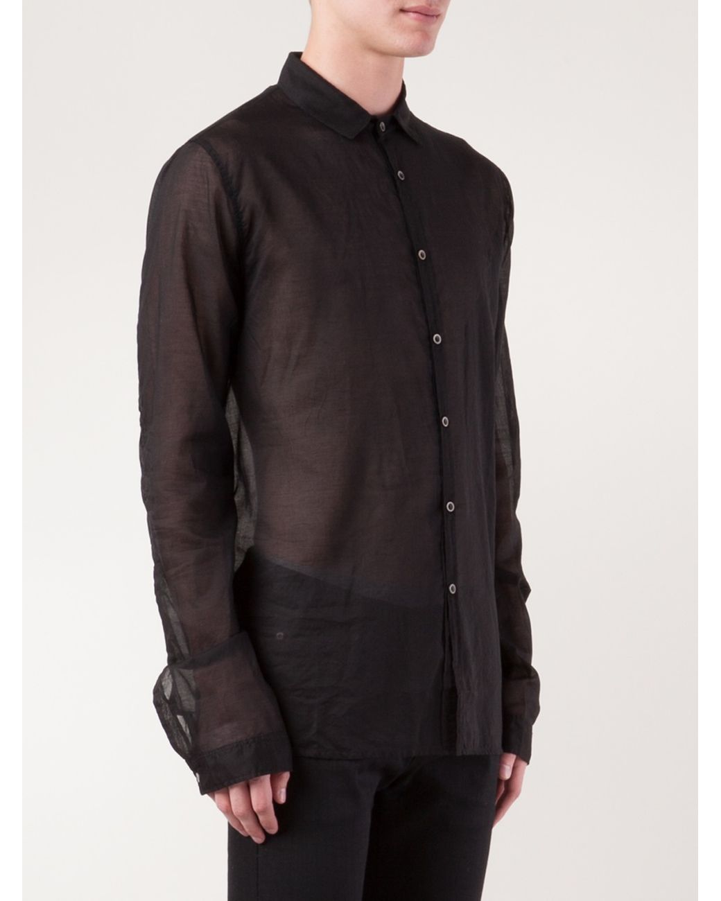 Poeme Bohemien Sheer Dress Shirt in Black for Men | Lyst