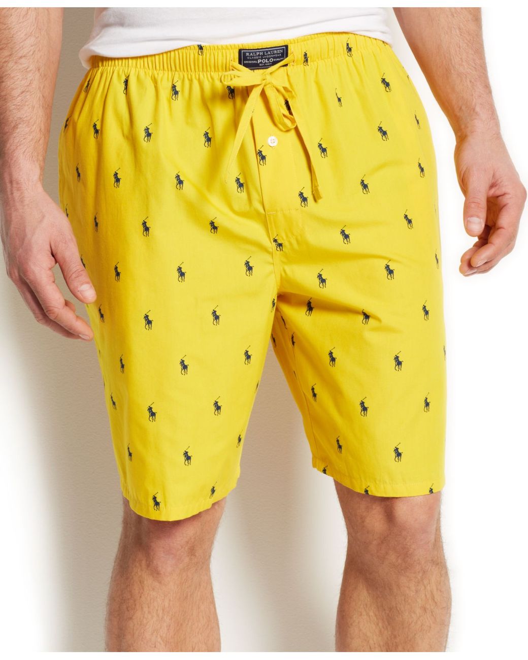 Polo Ralph Lauren Allover Pony Pajama Shorts in Yellow for Men | Lyst