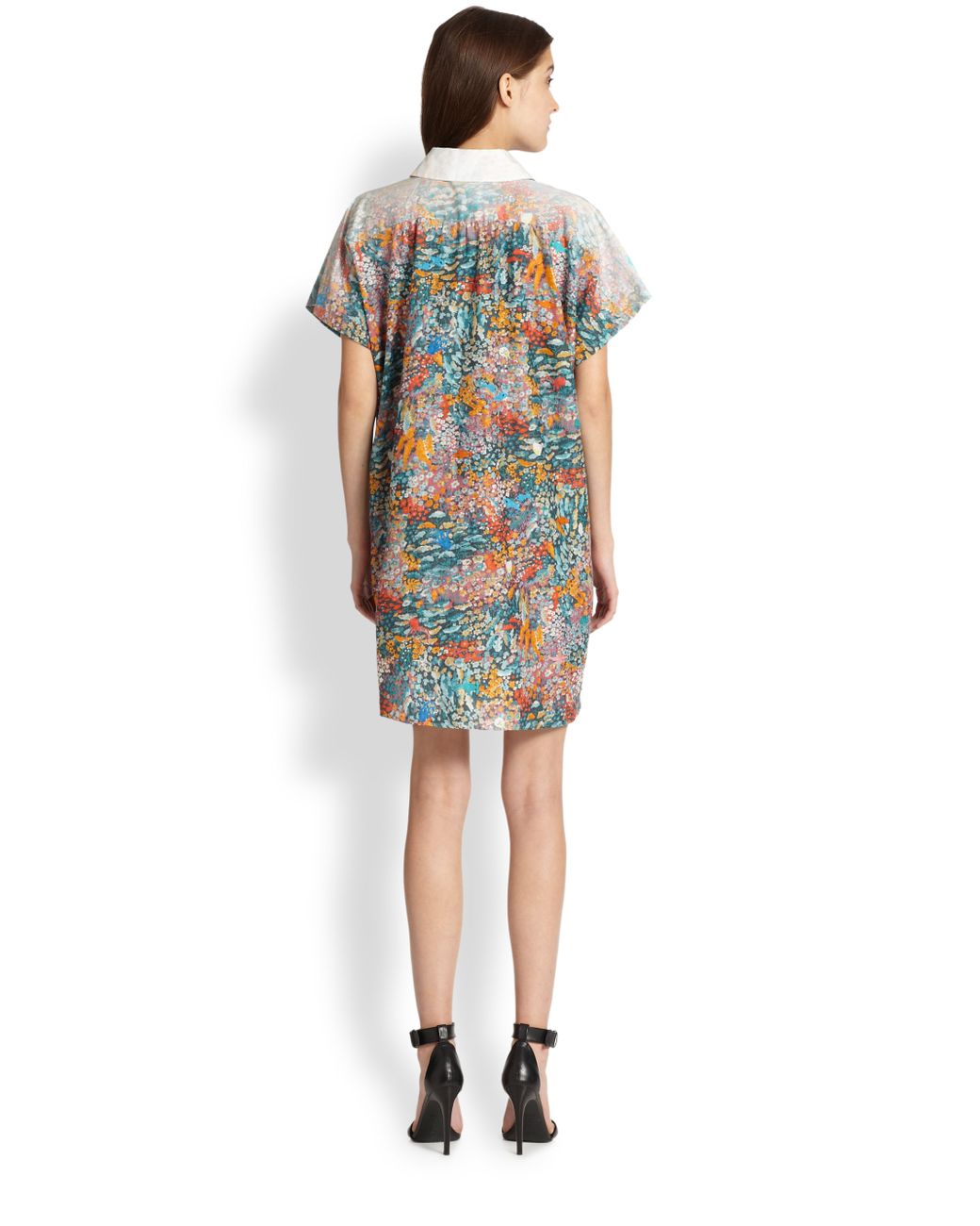 Tsumori Chisato Sea Flower Gatheredfront Floralprint Shirtdress | Lyst