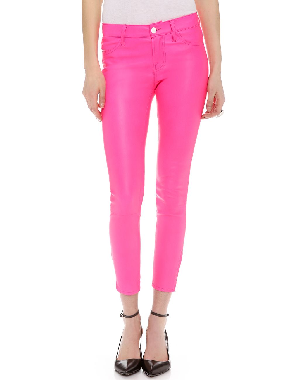 J Brand Leather Pants in Pink | Lyst