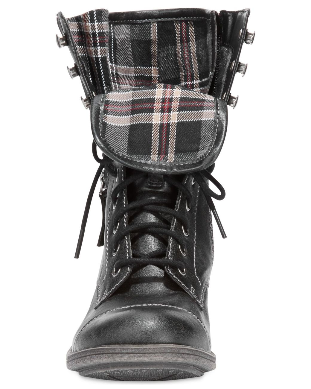Combat boots with plaid lining sale