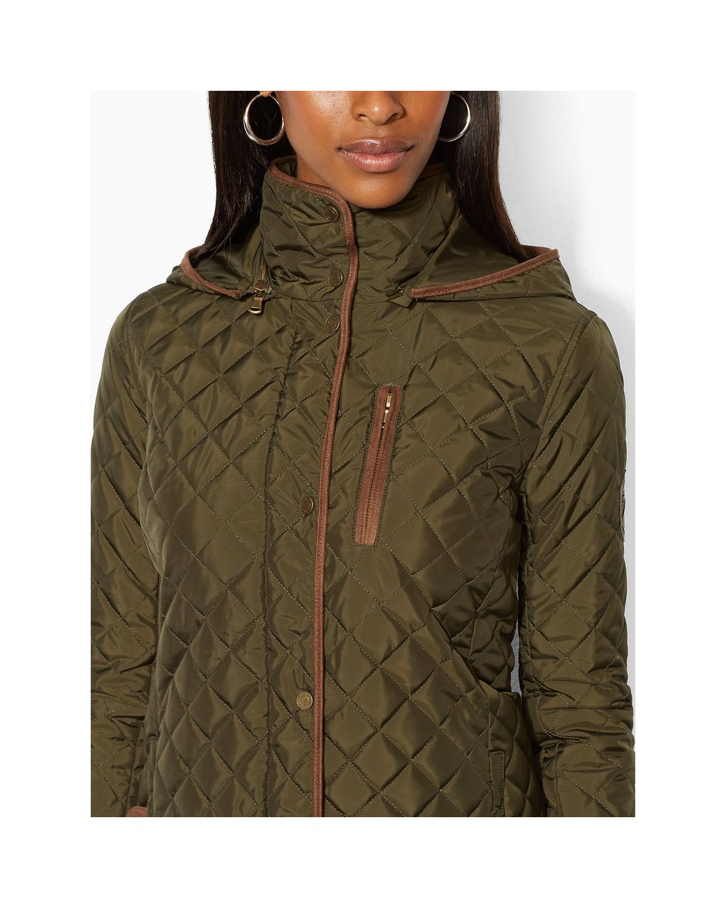 Ralph Lauren Fauxsuedetrim Quilted Coat in Green Lyst
