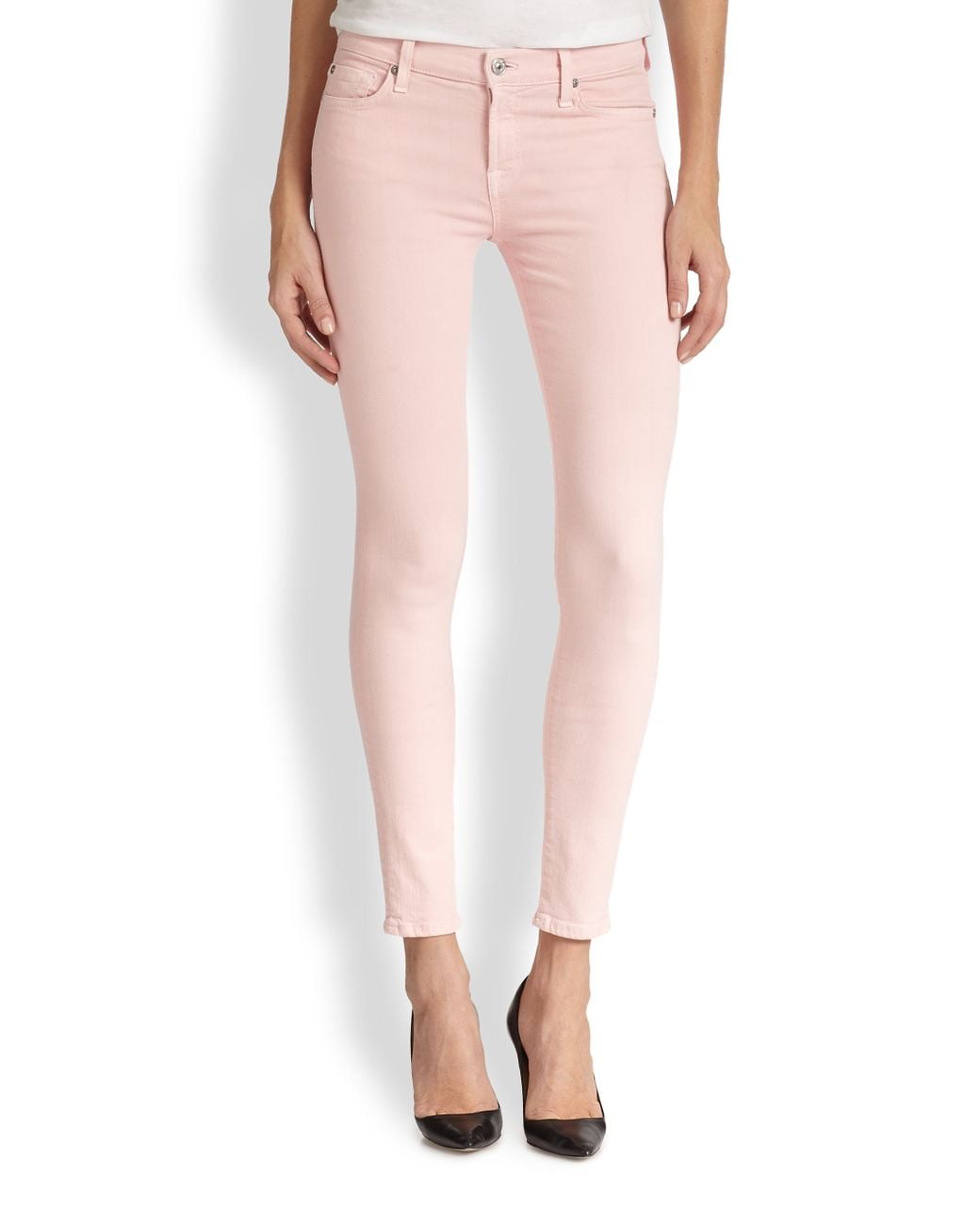Ankle Skinny Jeans in Blush Pink 