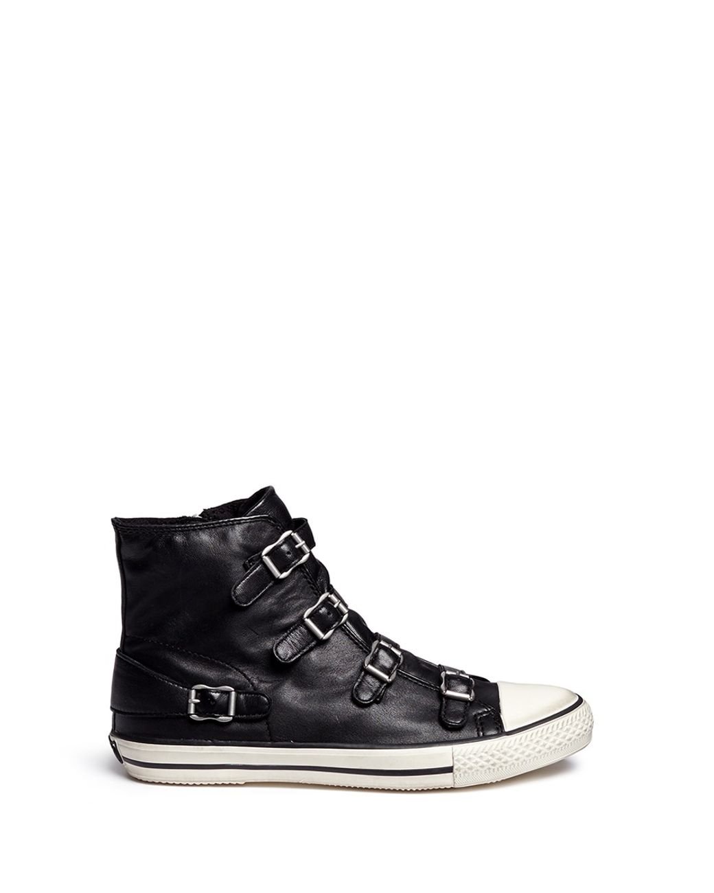 Ash 'virgin' Buckle Leather High Top Sneakers in Black | Lyst