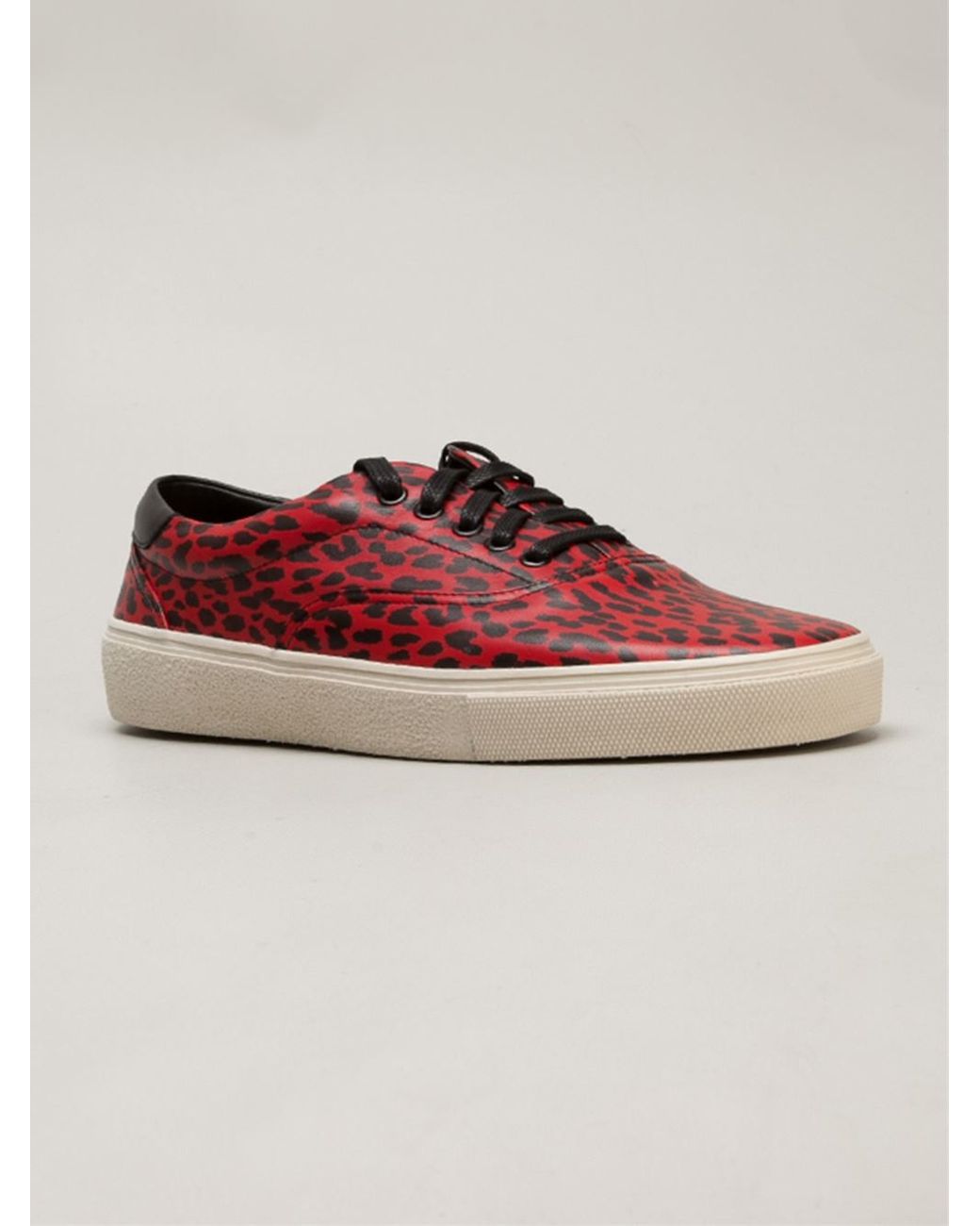 Saint Laurent Leopard Print Trainers in Red for Men Lyst