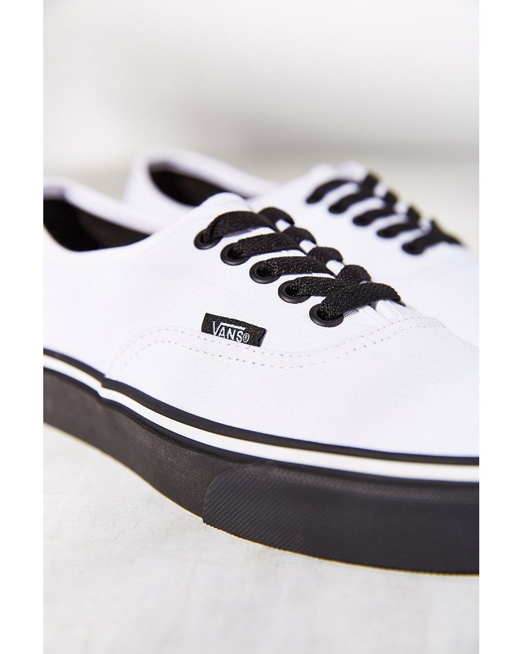 Vans Authentic Black Sole Sneaker in White | Lyst