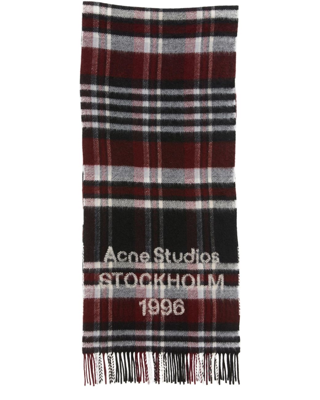 Acne Black Check Logo Scarf