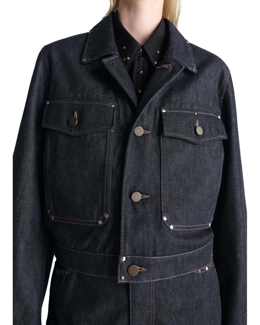 Lemaire Black Cropped Jacket With Studs