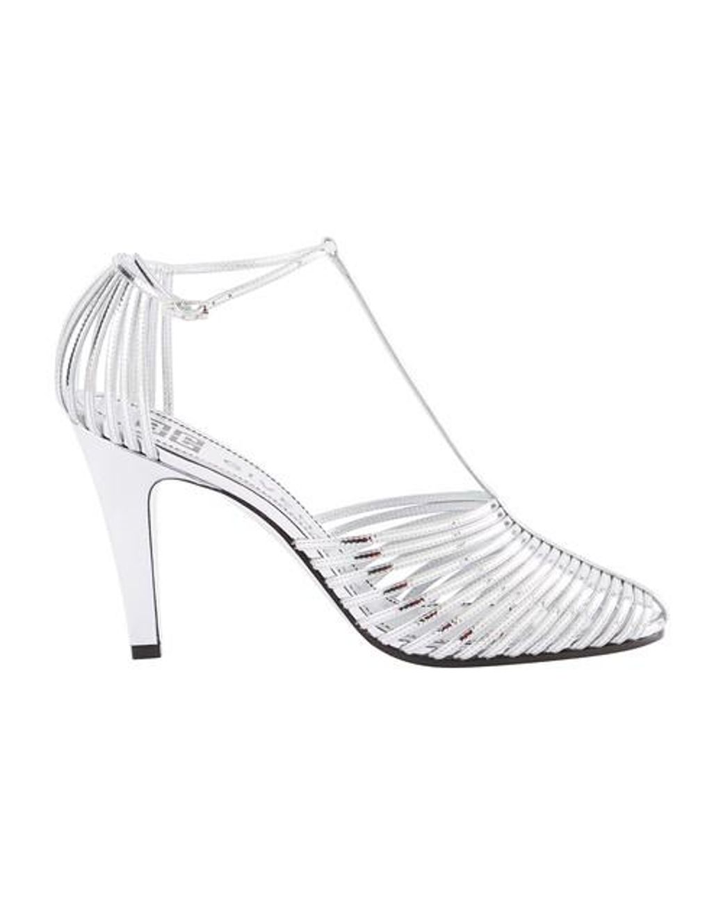 silver caged heels