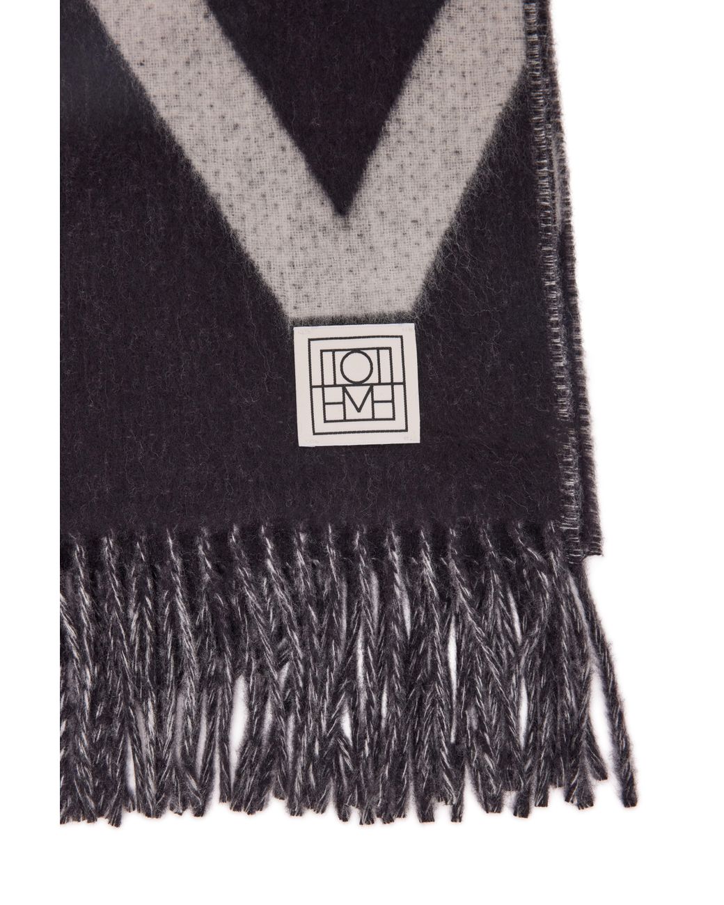Totême Black Brushed Wool Scarf With Monogram