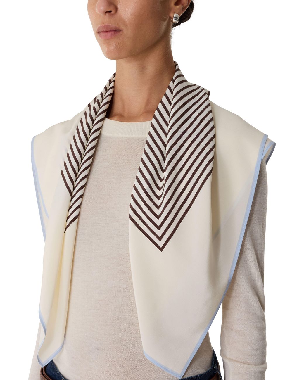 Totême White Silk Scarf With Monogram
