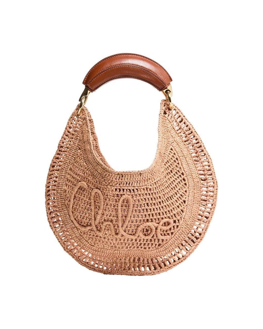 25SS new/Chloe サマーバナナミニクロスボディバッグ Bag Brown Summer Banana Mini raffia crossbody bag in brown - Chloe