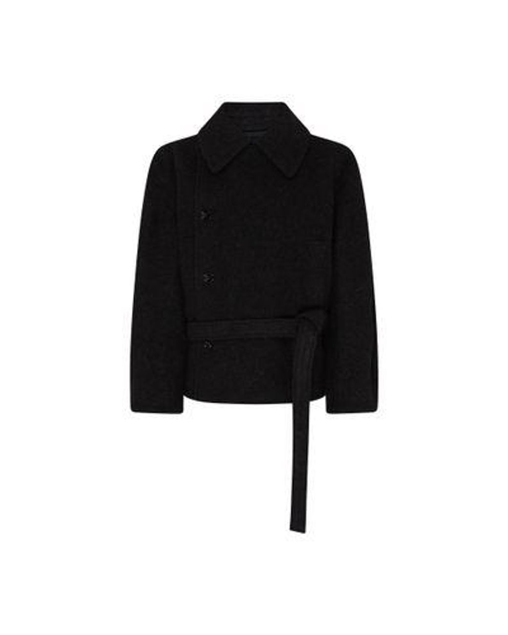 Lemaire Short Asymmetrical Bathrobe Coat in Black | Lyst Lemaire Short Asymmetrical Bathrobe Coat in Black | Lyst