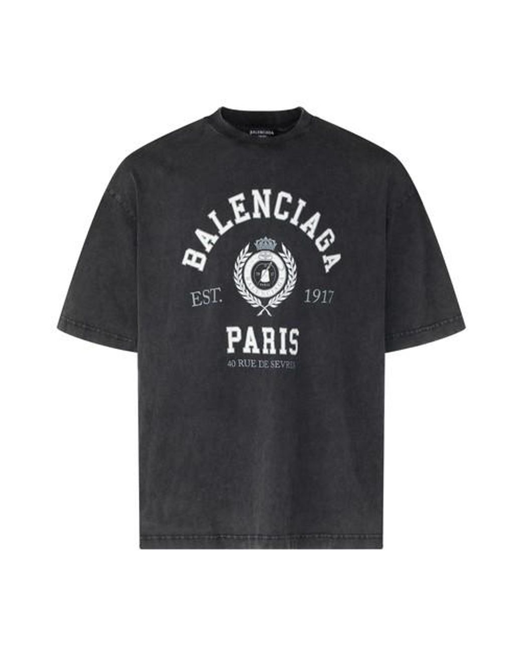 Balenciaga College 1917 T-shirt Regular Fit in Black for Men | Lyst
