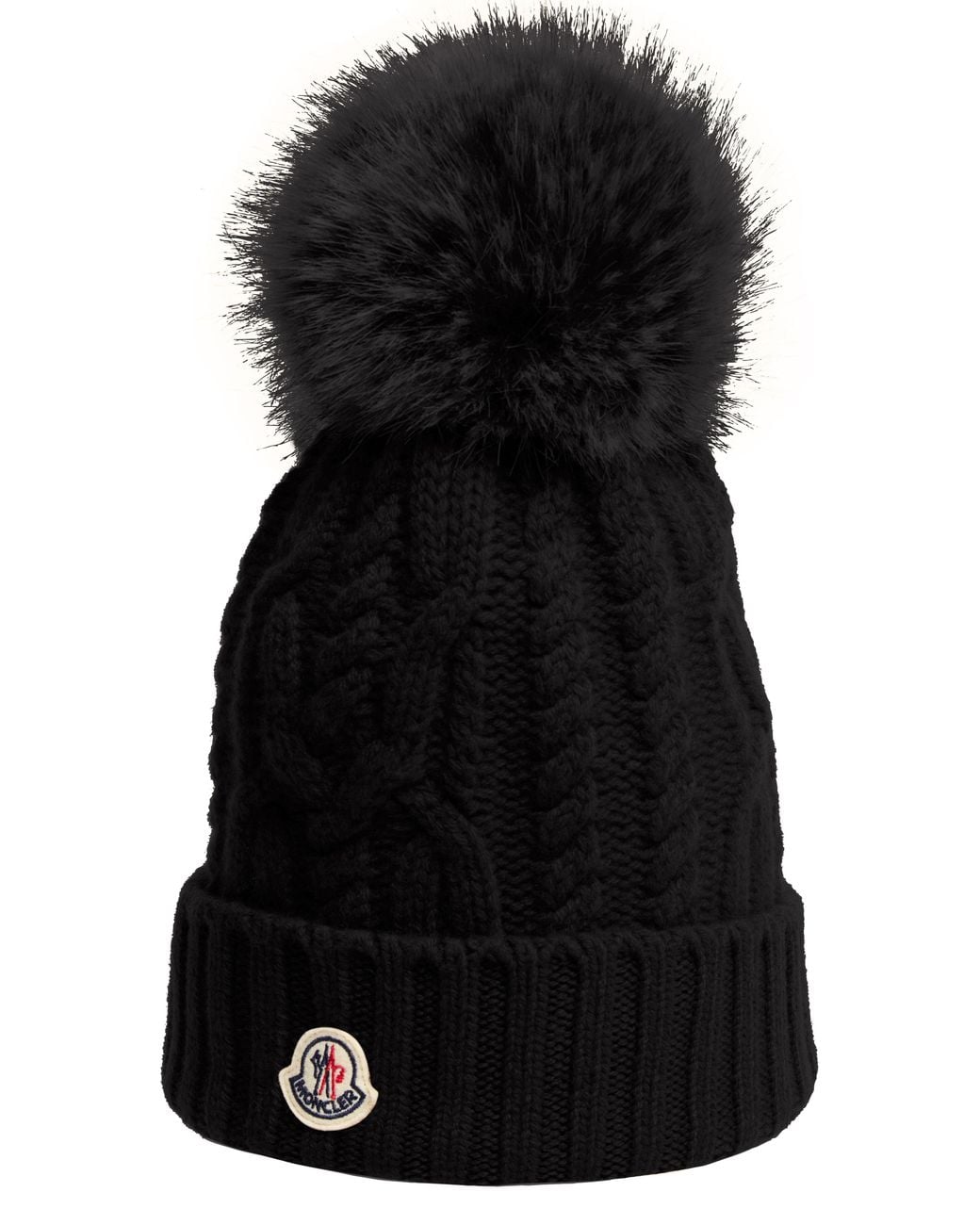 Moncler Black Beanie With Logo