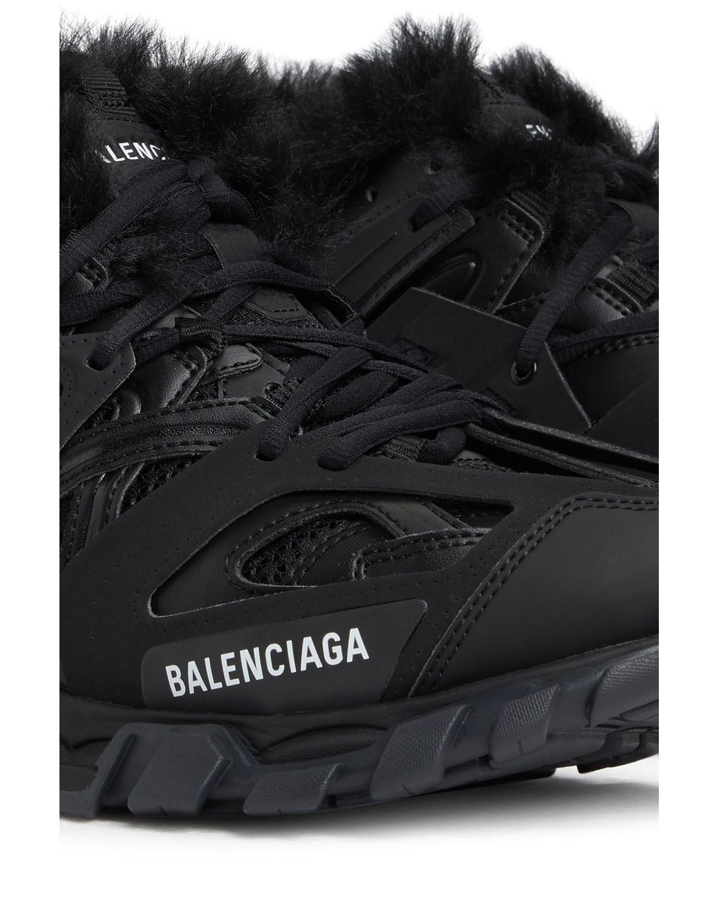 Balenciaga Track Sneakers Fake Fur in Black - Lyst