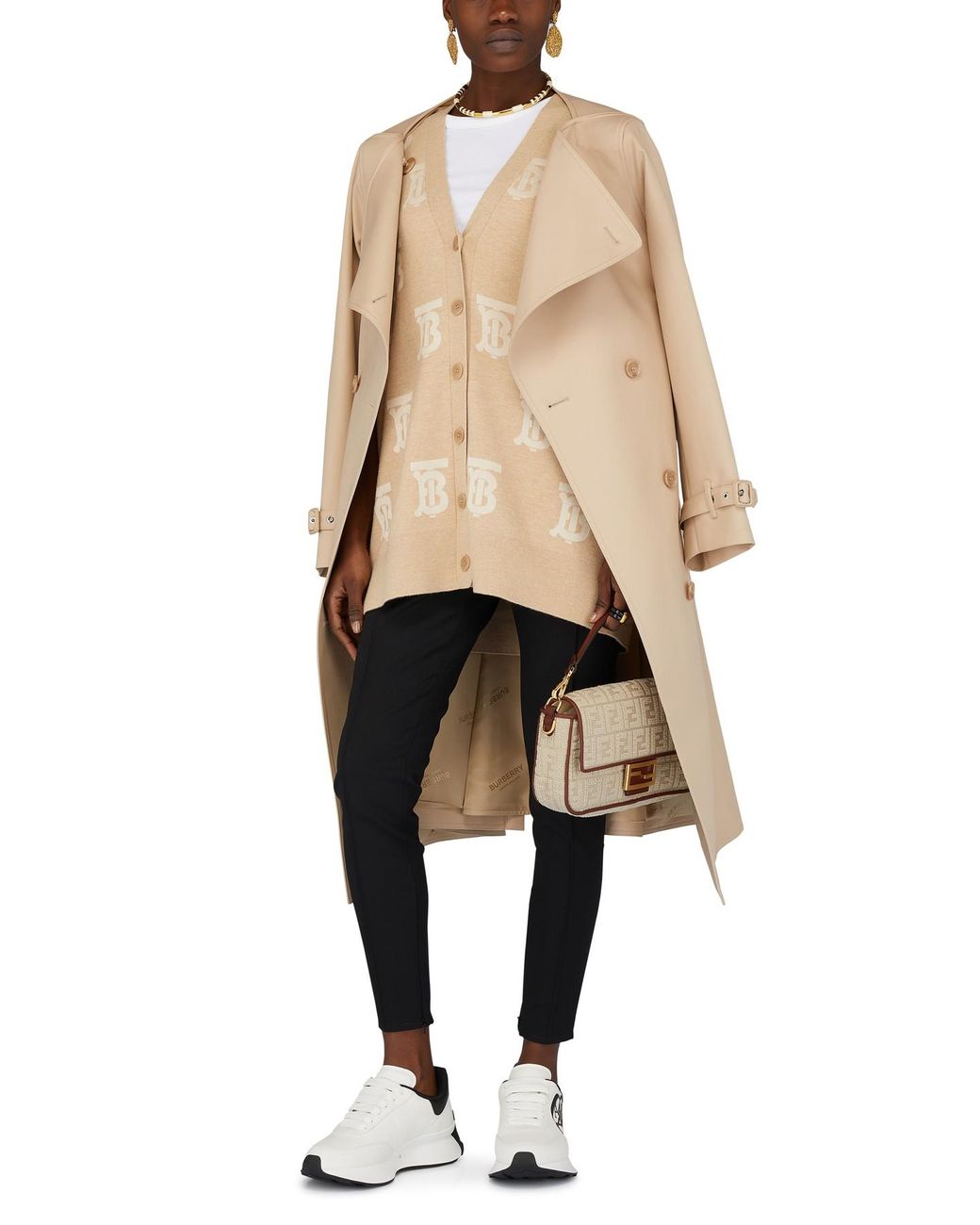 Burberry Monogram Wool Silk Blend Oversized Cardigan in Light_camel  (Natural) - Save 30% | Lyst
