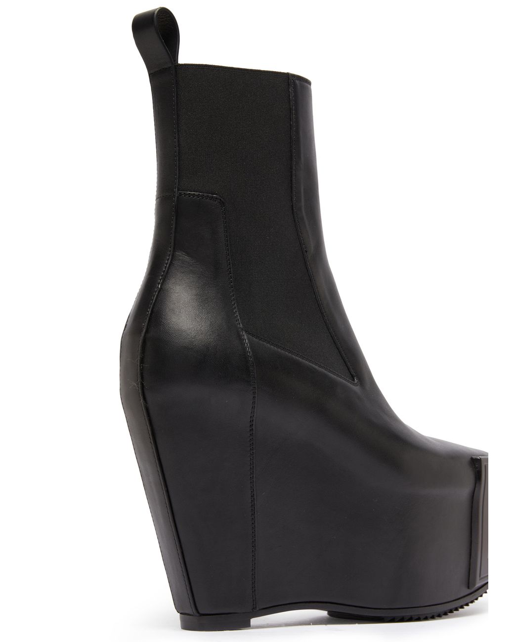 Rick Owens Grilled Wedge Beatle Leather Platform Chelsea