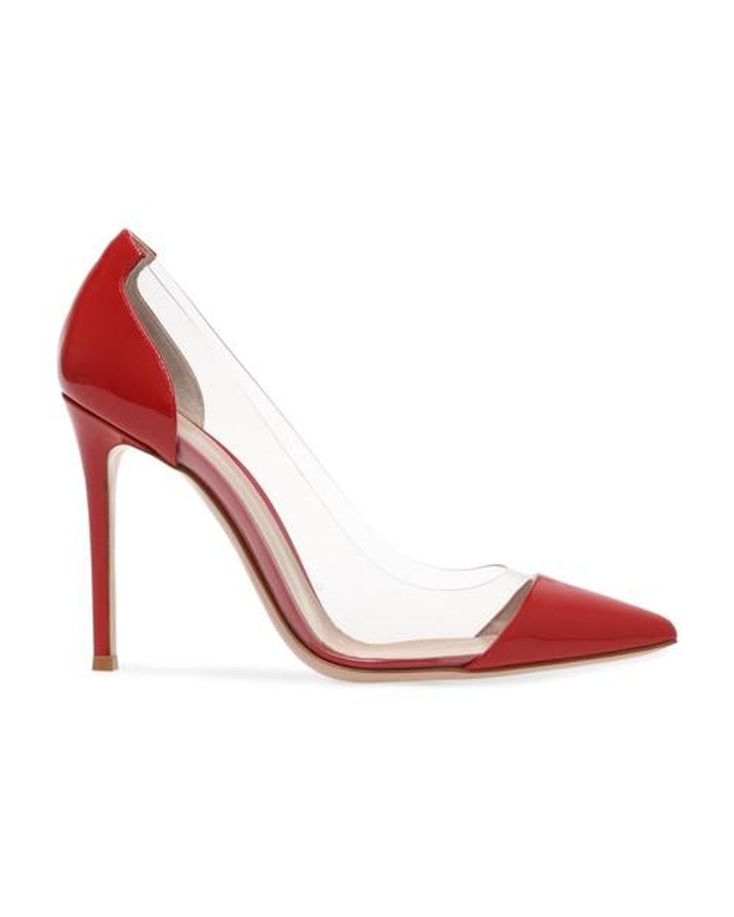 Gianvito Rossi Leather Plexi Pumps in Red Lyst